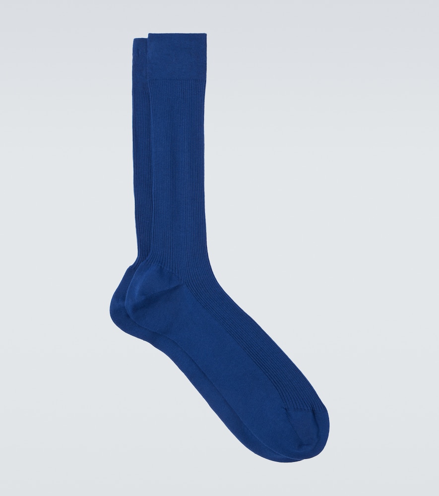 Ribbed-knit cotton socks