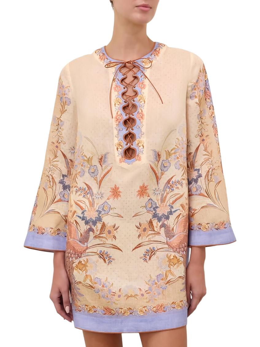 Zimmermann - indra linen dress contrast trim flora