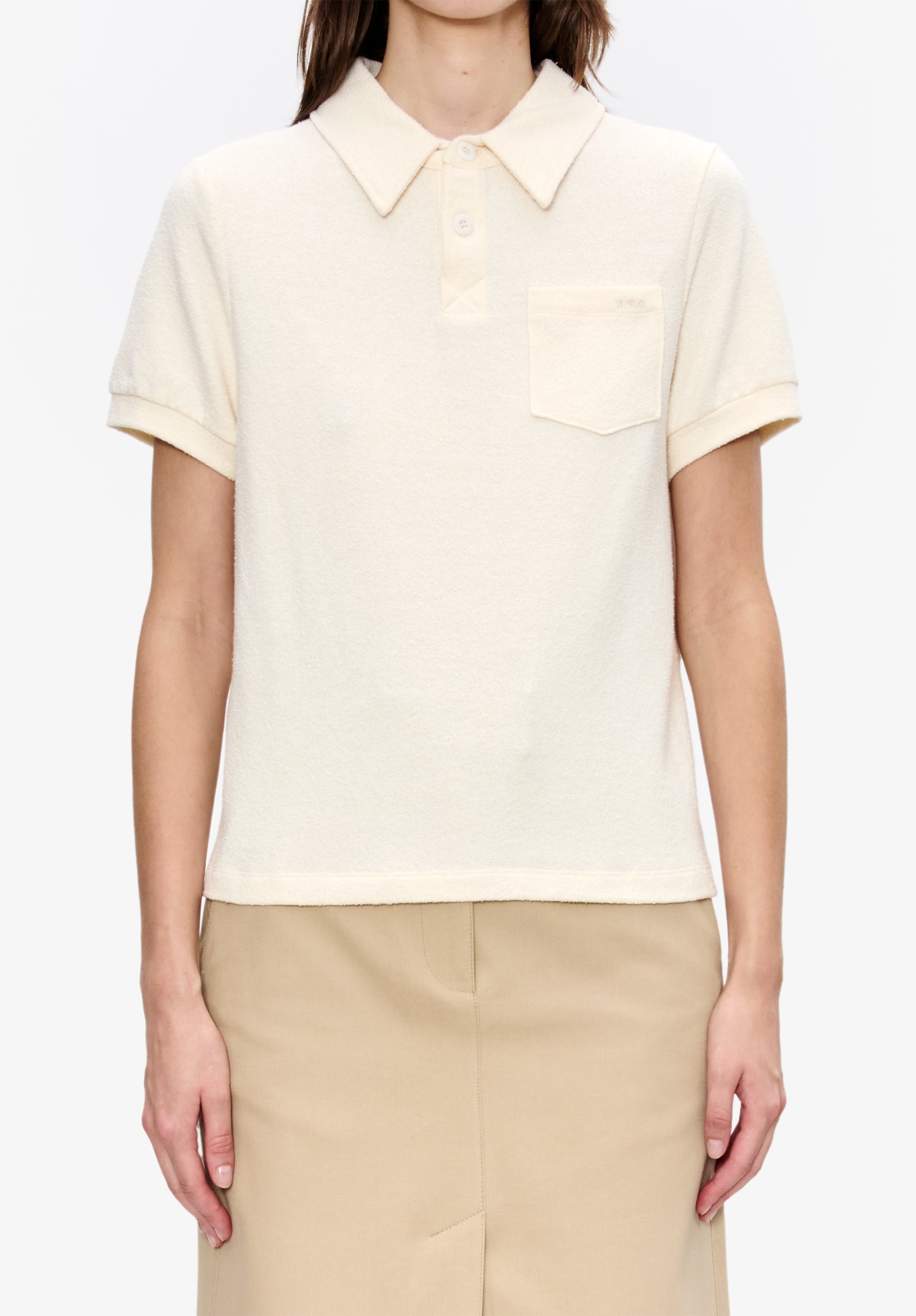 A. P.C. Women's Ella polo shirt Size: Extra Small in Ecru