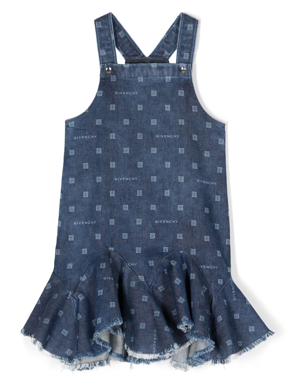 Logo-print denim dress - Blue