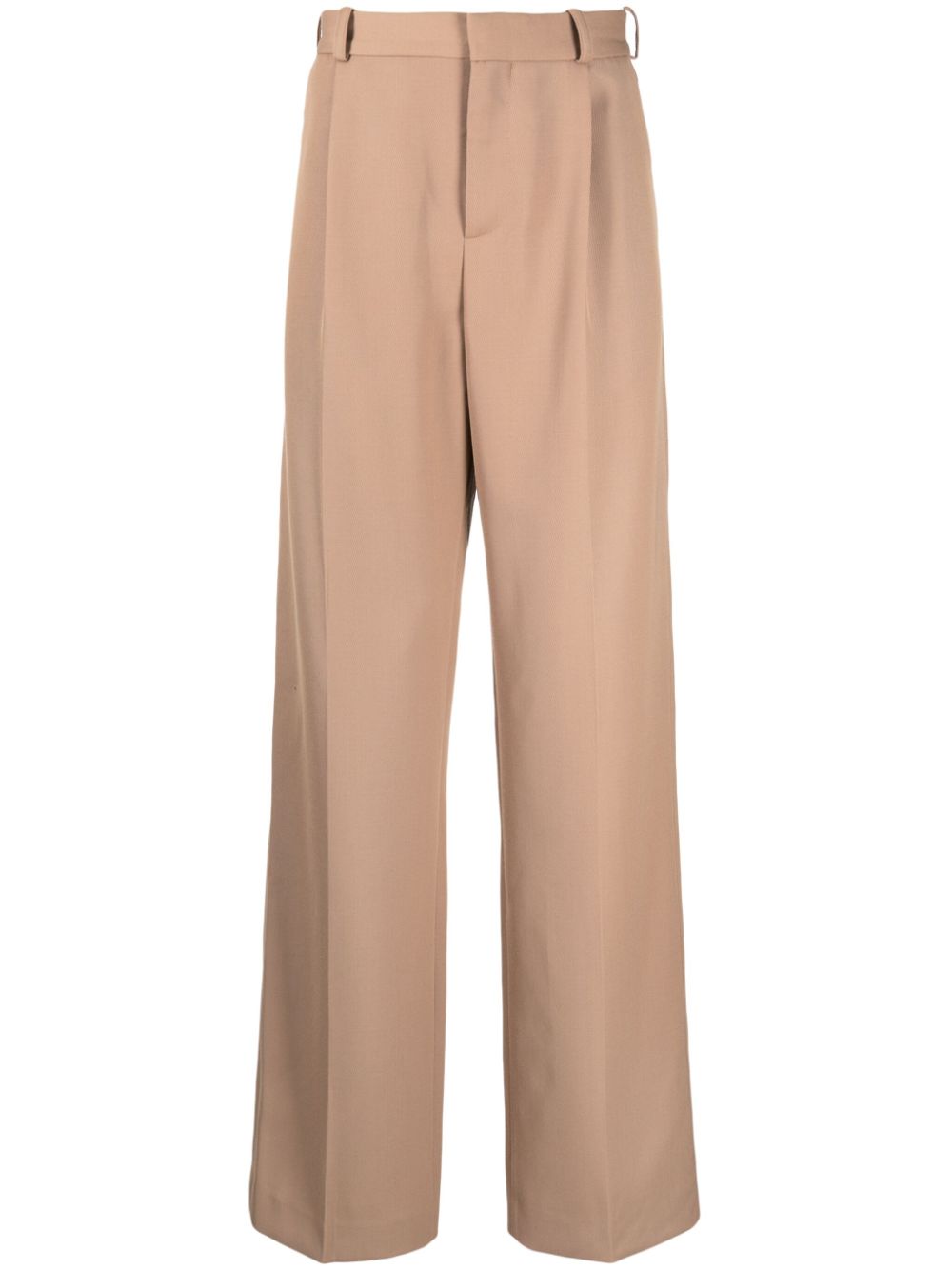 Pressed-crease wide-leg trousers - Brown