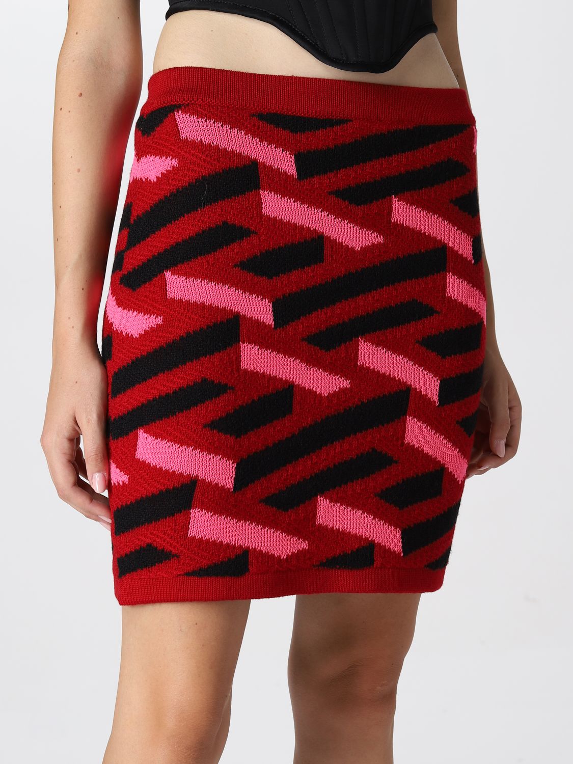 La Greca wool blend knit skirt
