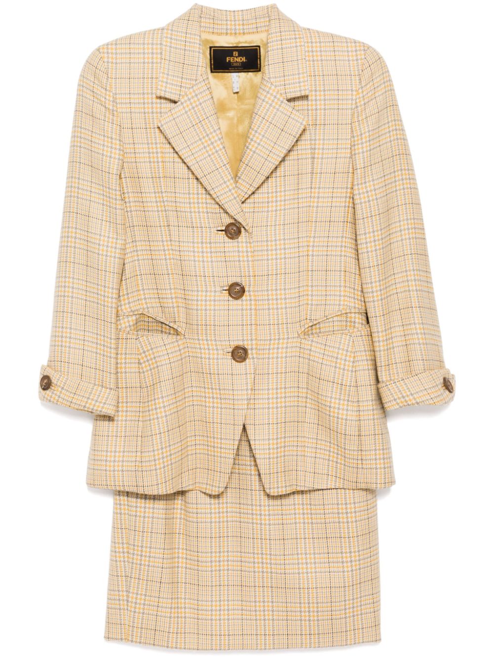 2000s check pattern jacket set - Yellow