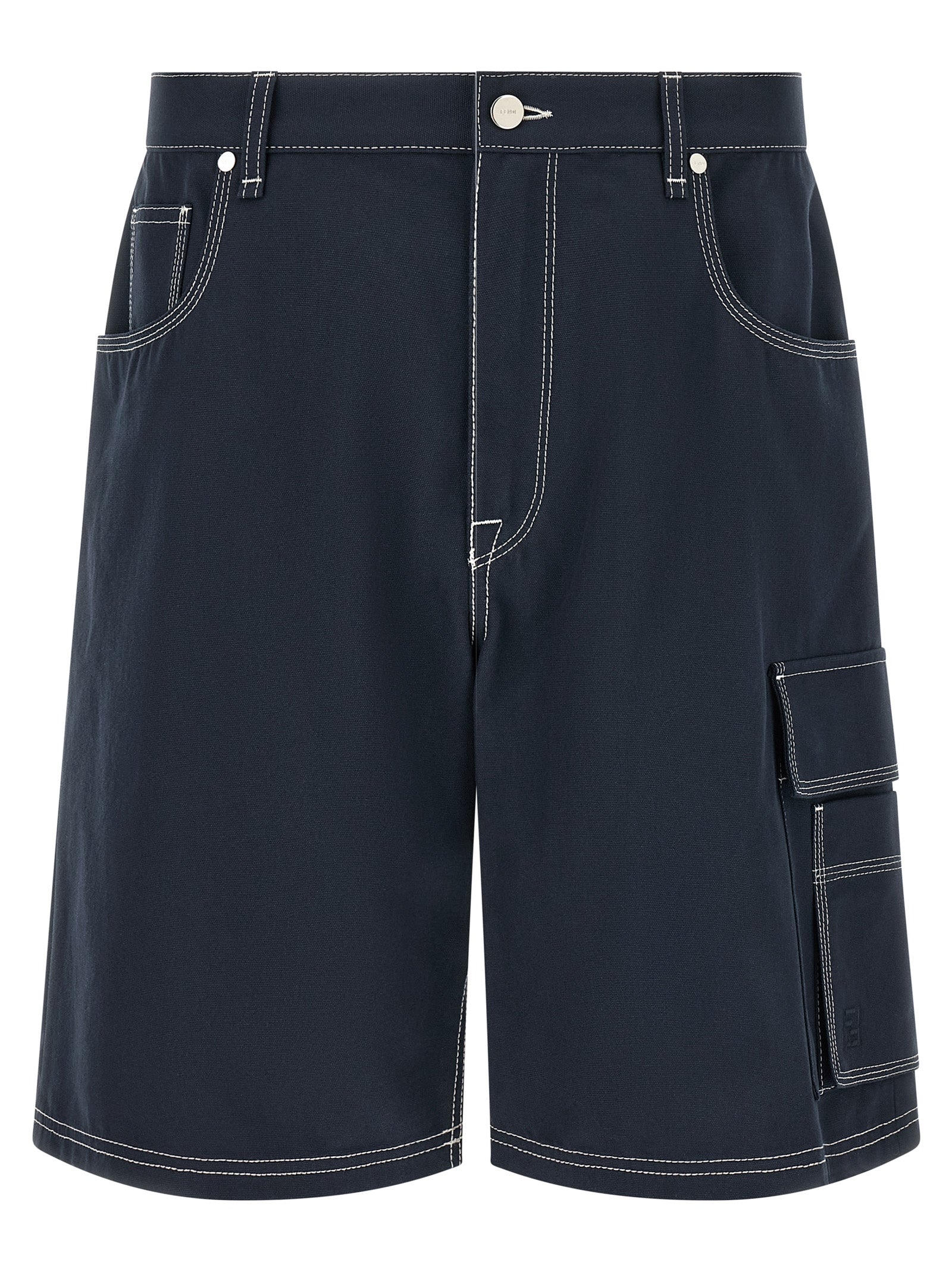 Cargo-Pocket Cotton Canvas Bermuda Shorts — Navy