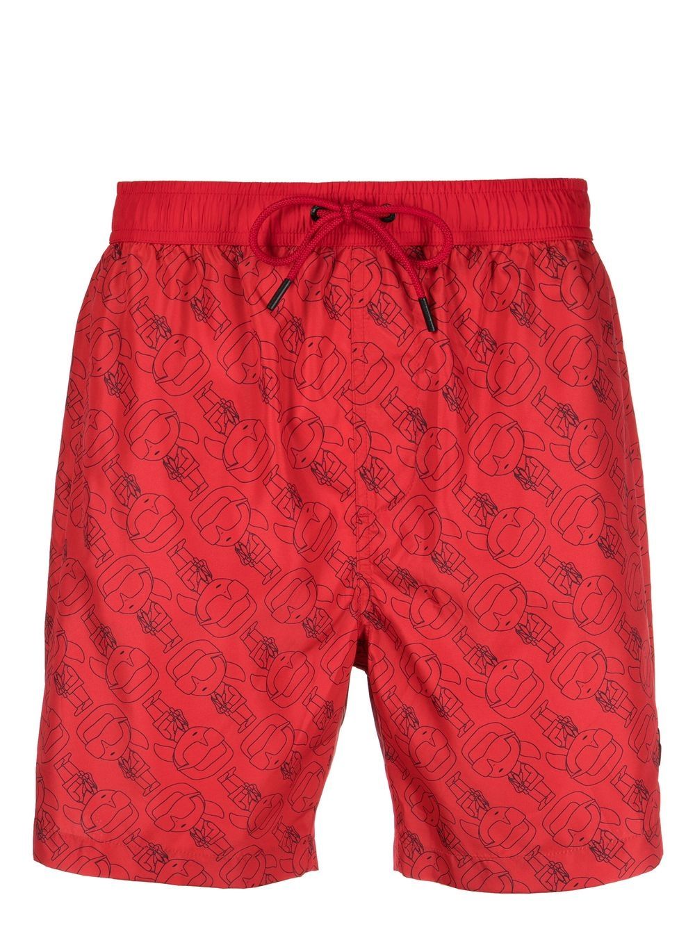 Ikonik Karl drawstring board shorts - Red