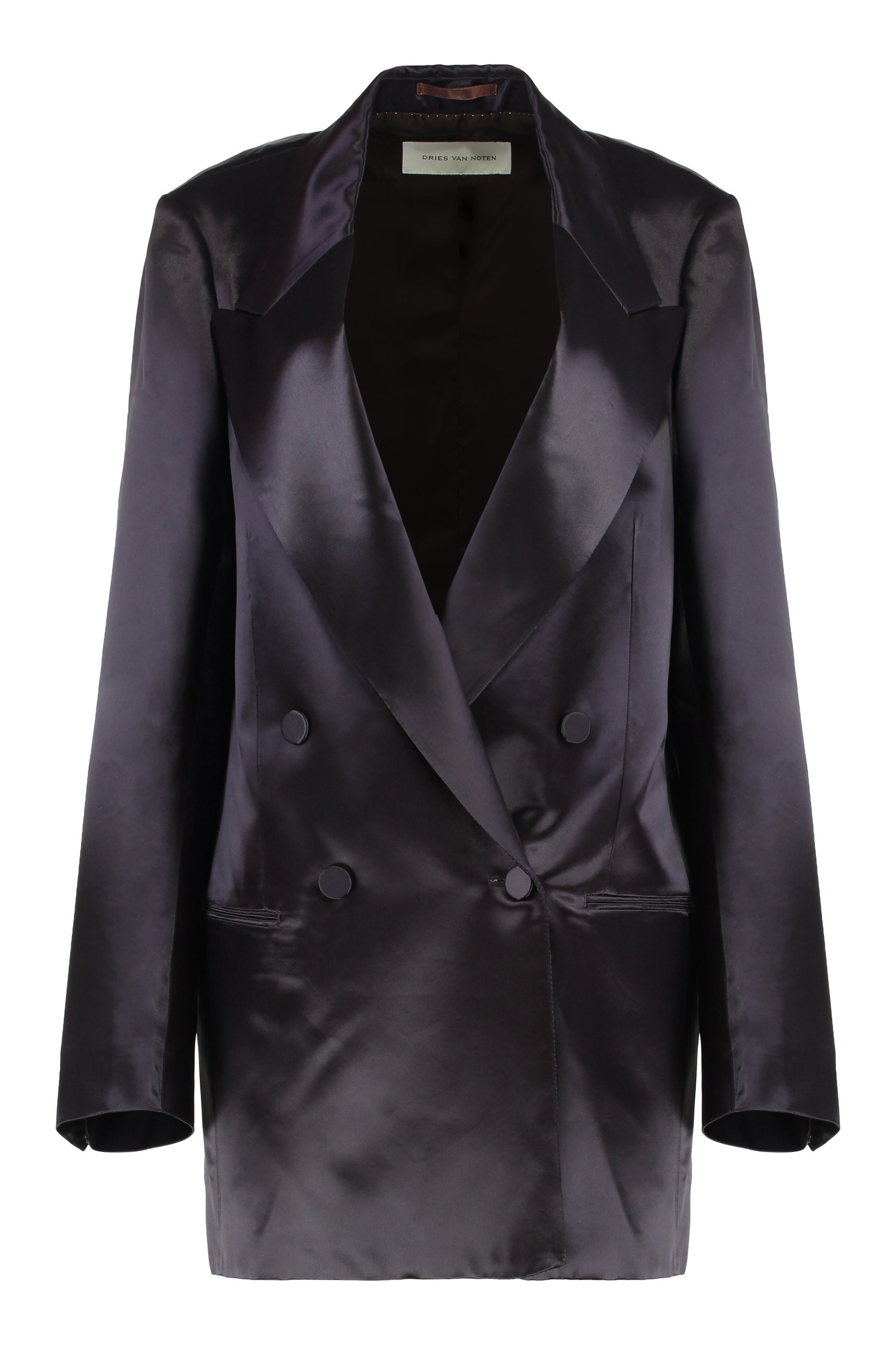 Satin Double-Breasted Tailored Jacket