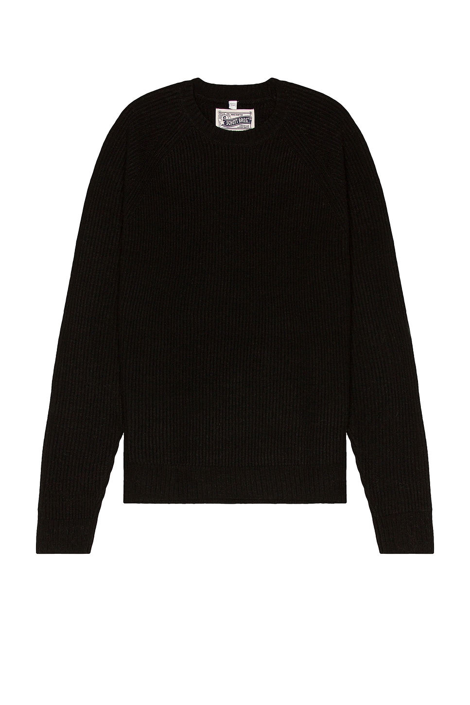Schott Ribbed Wool Crewneck Sweater in Black - Black.  S also in