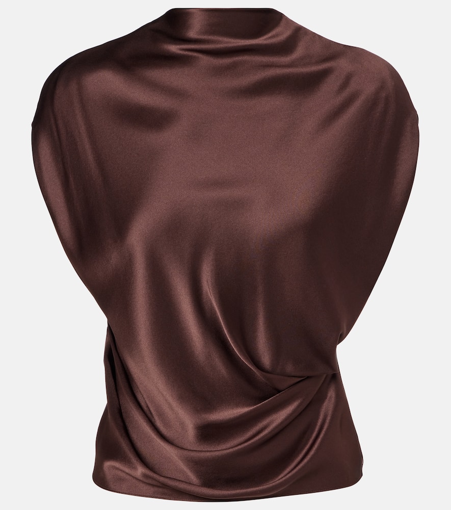 Draped silk satin top