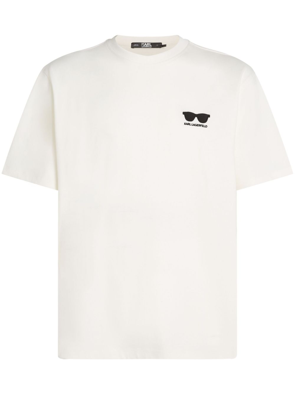 Sunglasses-embroidered organic-cotton T-shirt - White