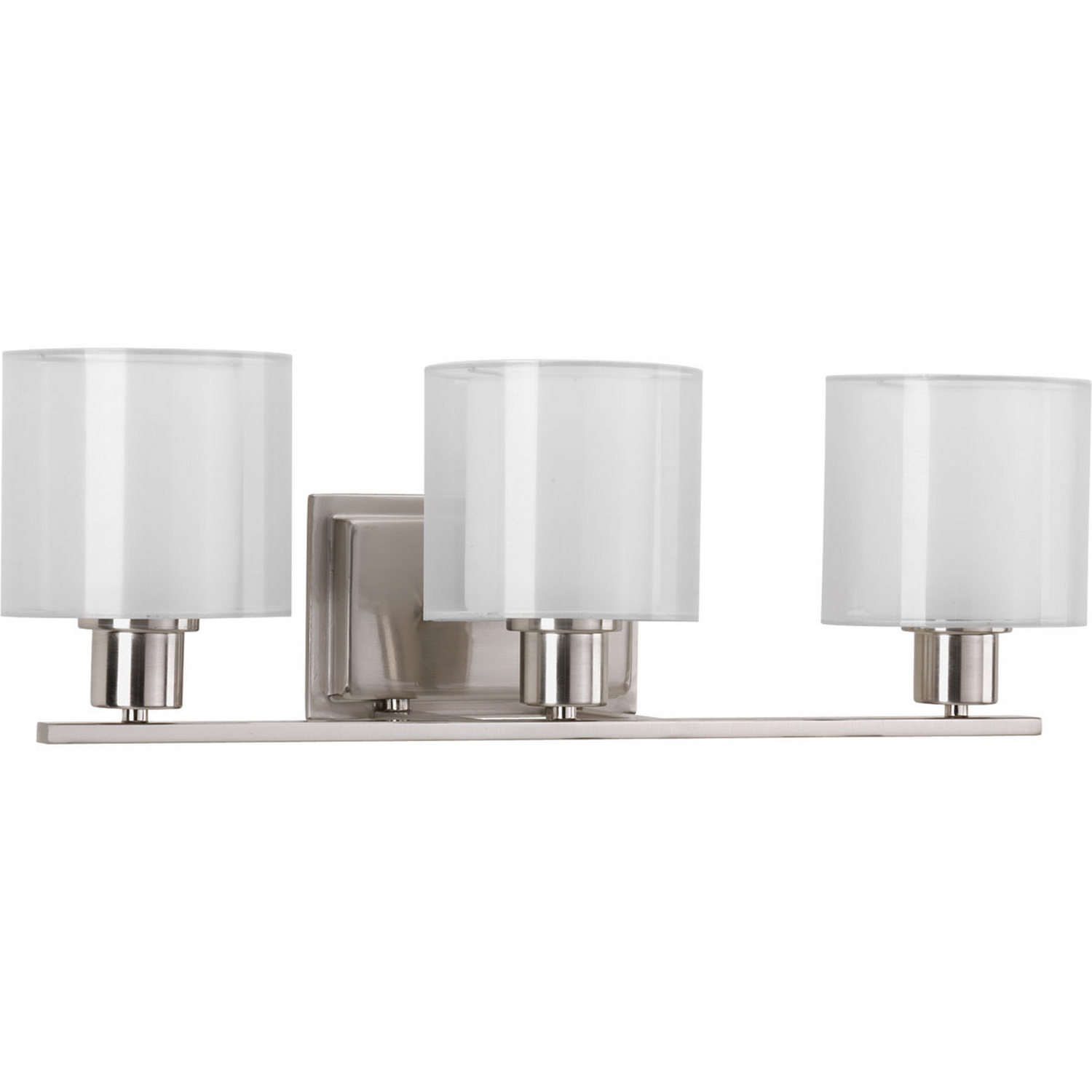 Brushed Nickel Three Light Bath Bracket from the Invite Collection
