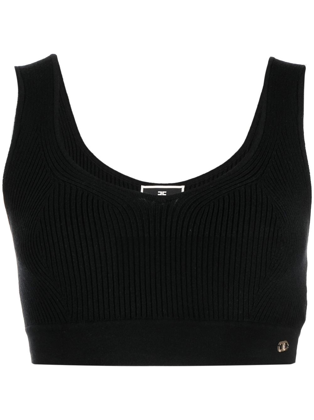 Ribbed-knit crop top - Black