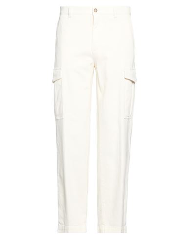 Man Pants Off white Size 32 Cotton, Elastane