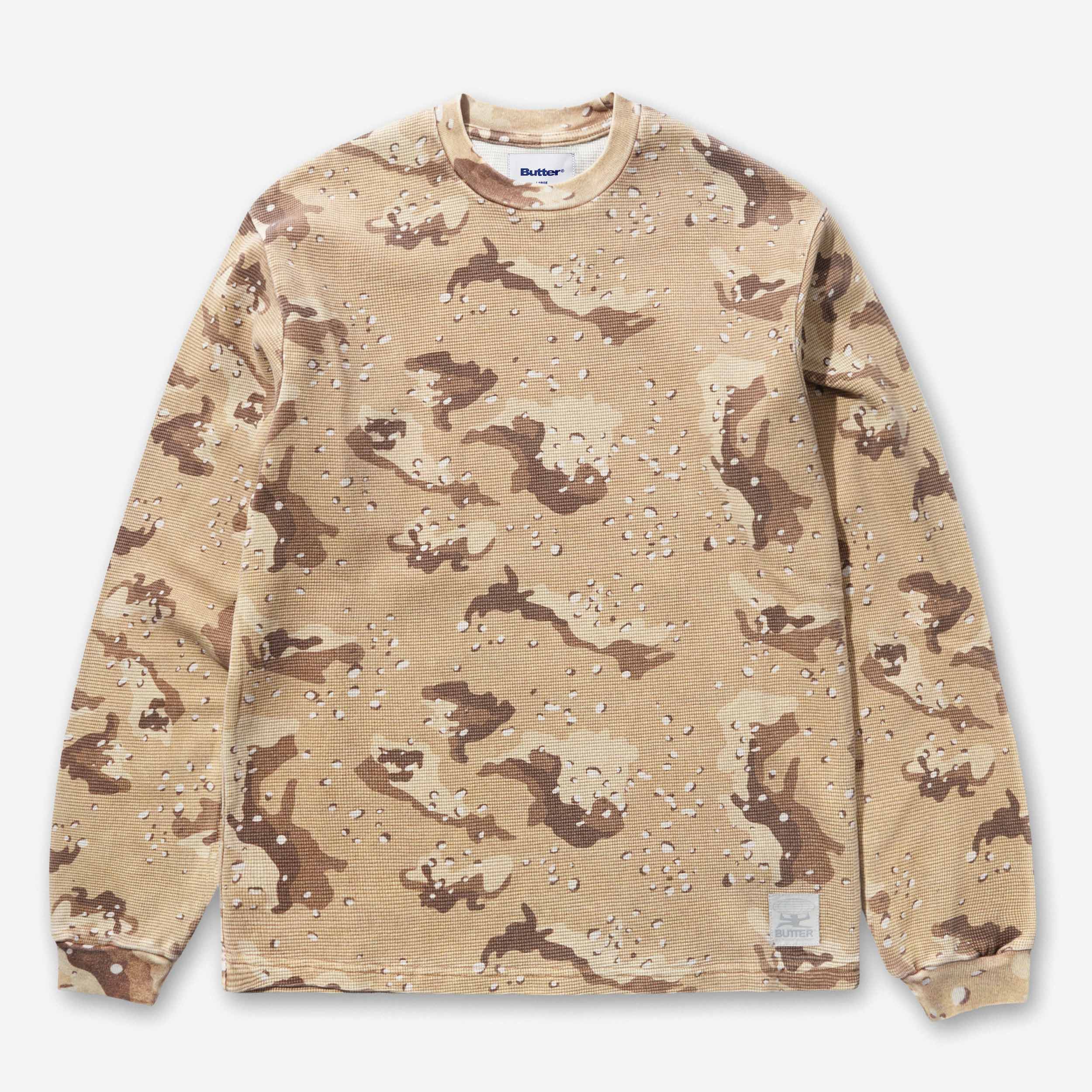 Butter Goods Waffle Long Sleeve Top - Desert Camo - unisex