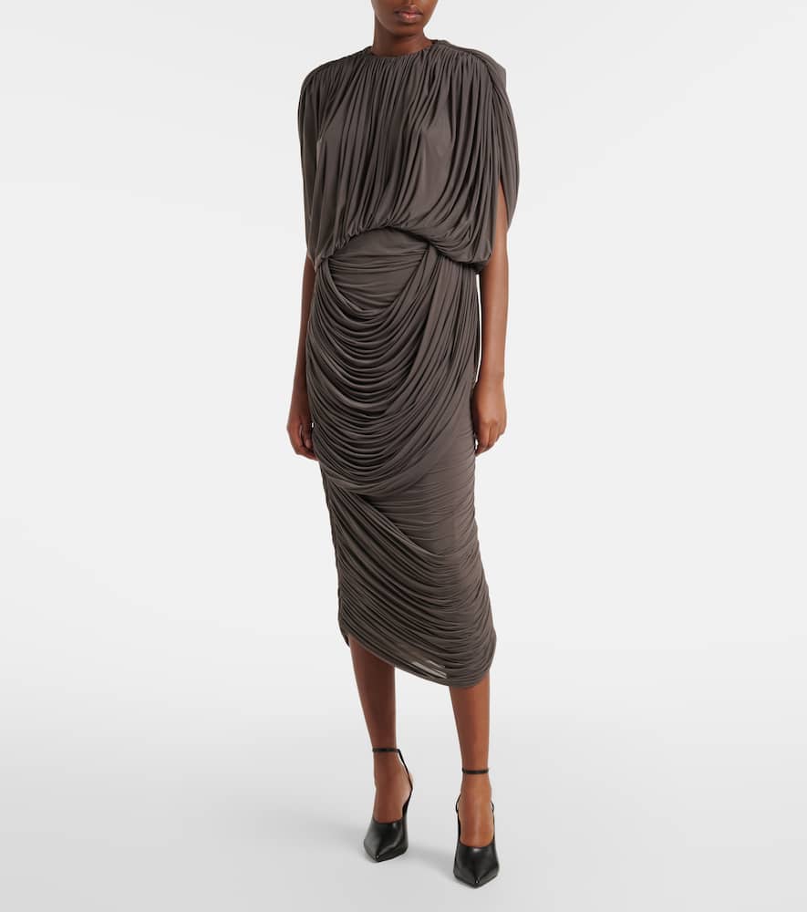 Draped jersey midi skirt