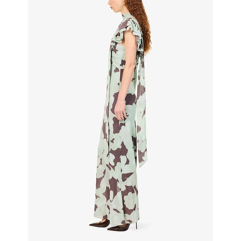 Womens Andi Ruffle Crepe Maxi Dress
