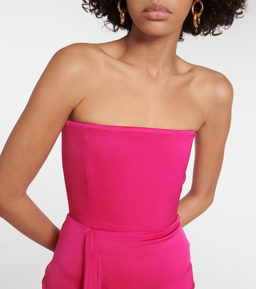 Alex Perry Strapless draped crêpe satin gown