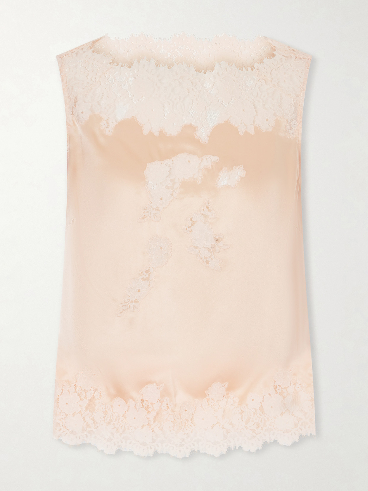 Viviane Lace-trimmed Silk-satin Top