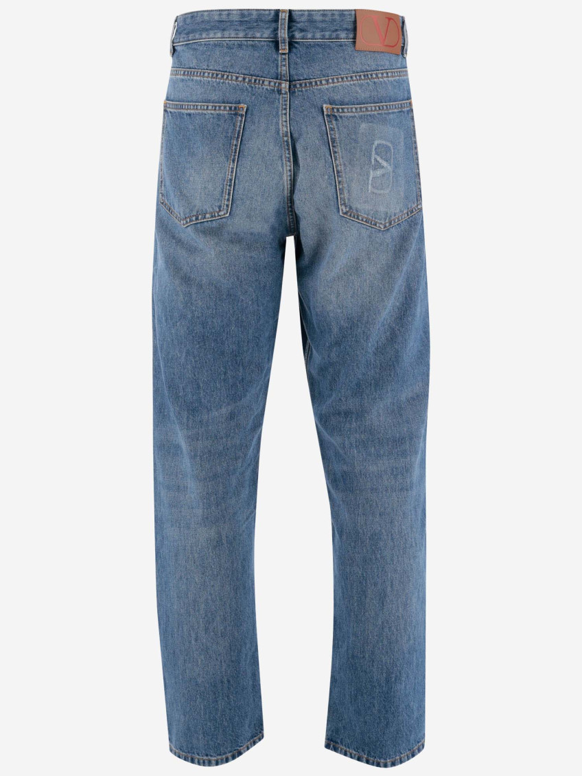 -Valentino Straight Fit Jeans Blu-Uomo