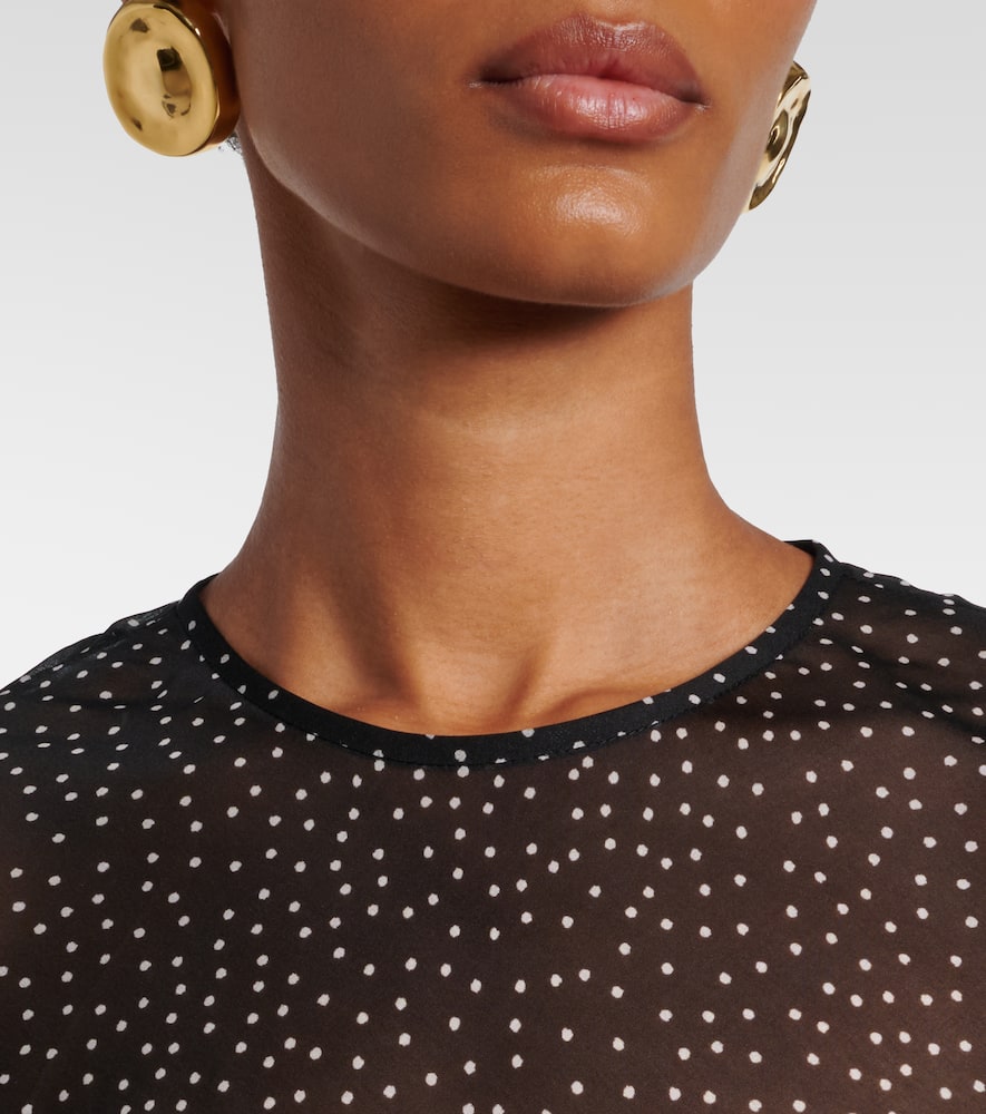 Polka-dot silk maxi dress