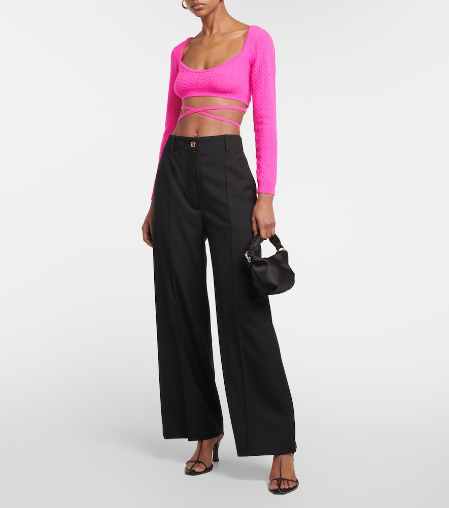 Cropped wool and cashmere sweater