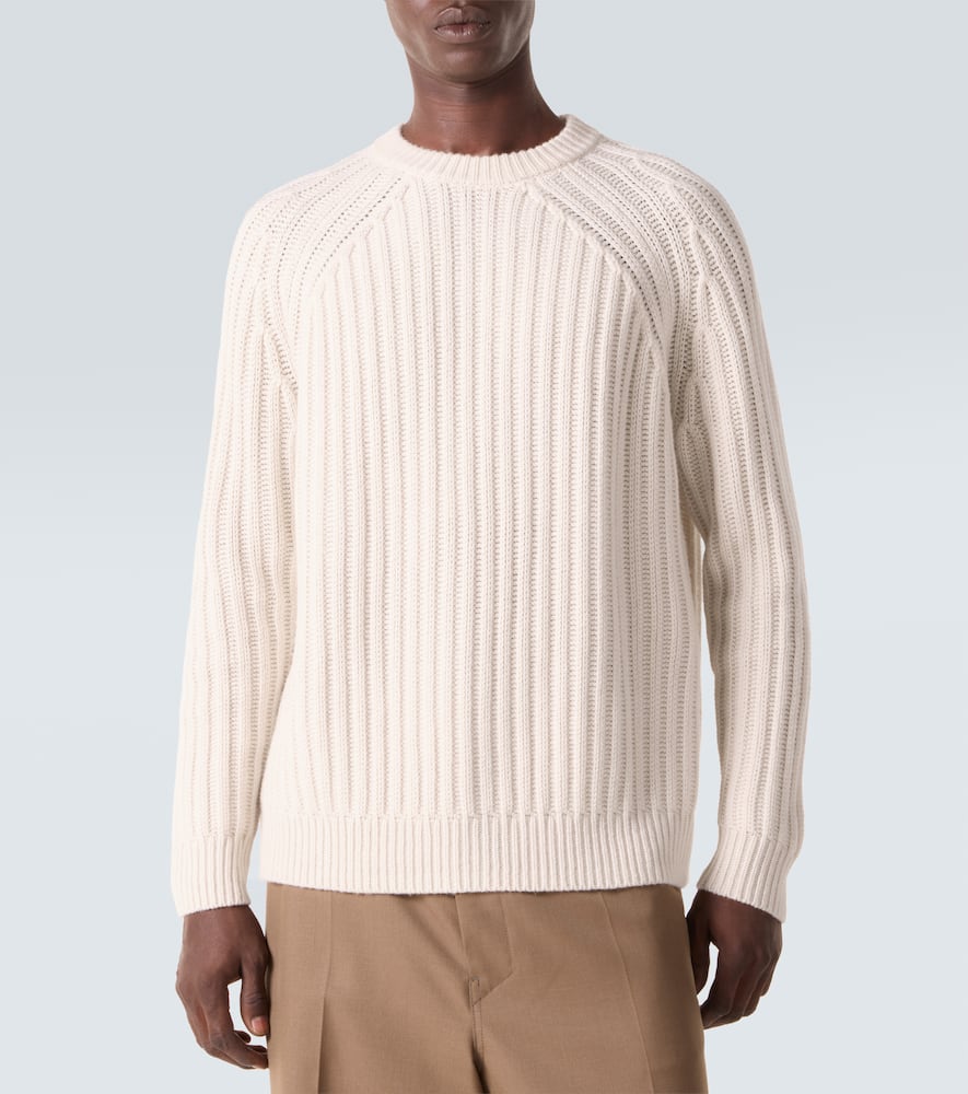 Ribbed-knit wool and cashmere sweater