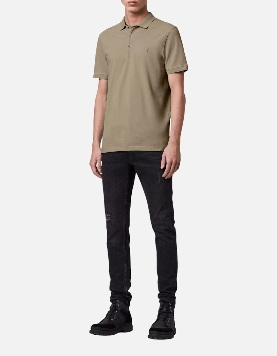 Allsaints Men's All Saints Reform Mens Polo Shirt Summer Cotton Top - Tan