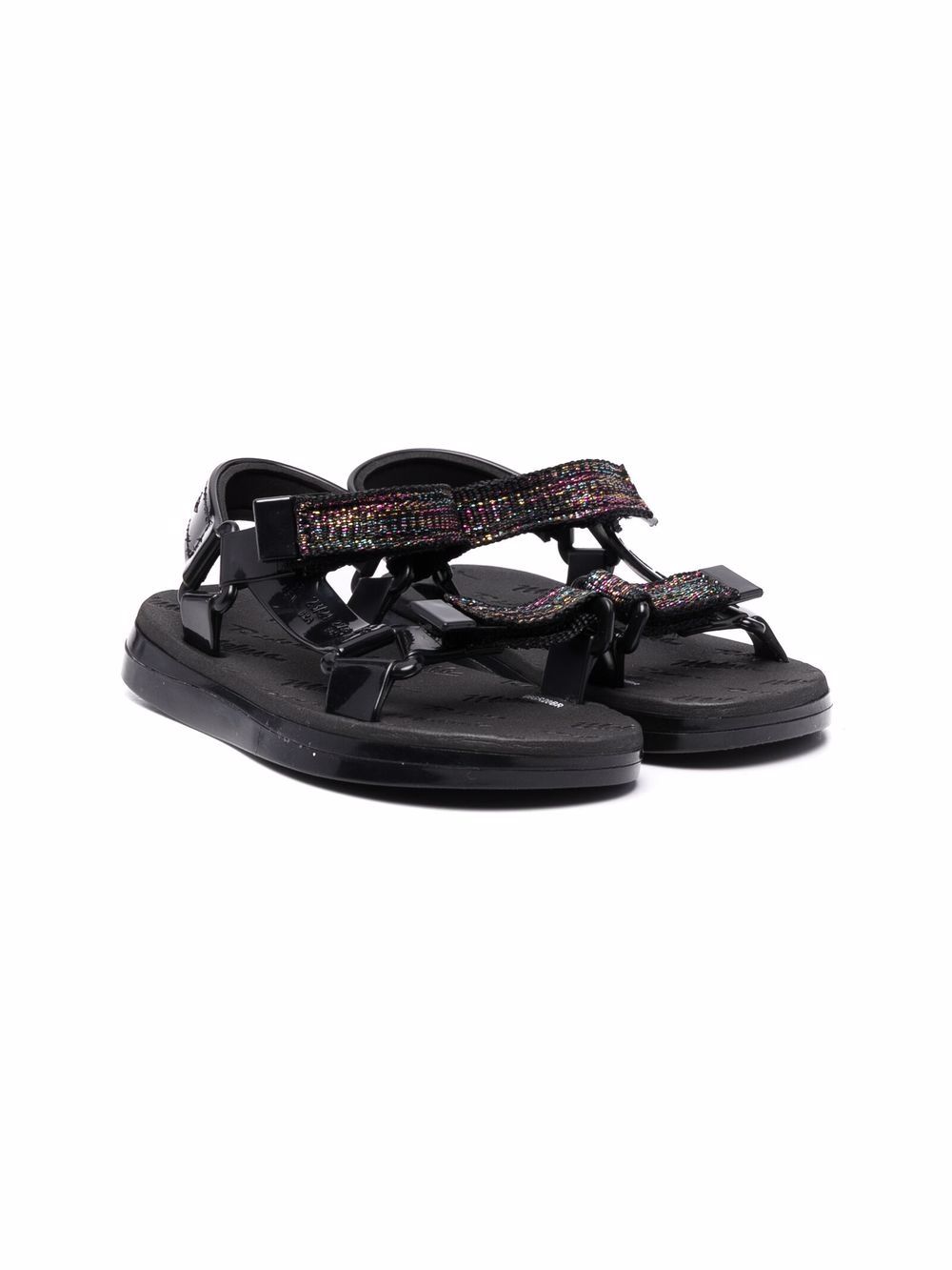 Metallic touch-strap sandals - Black