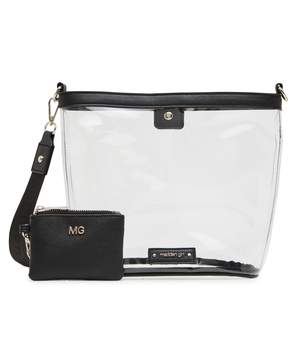 Cleo Clear Vinyl Bucket Crossbody Bag - Black