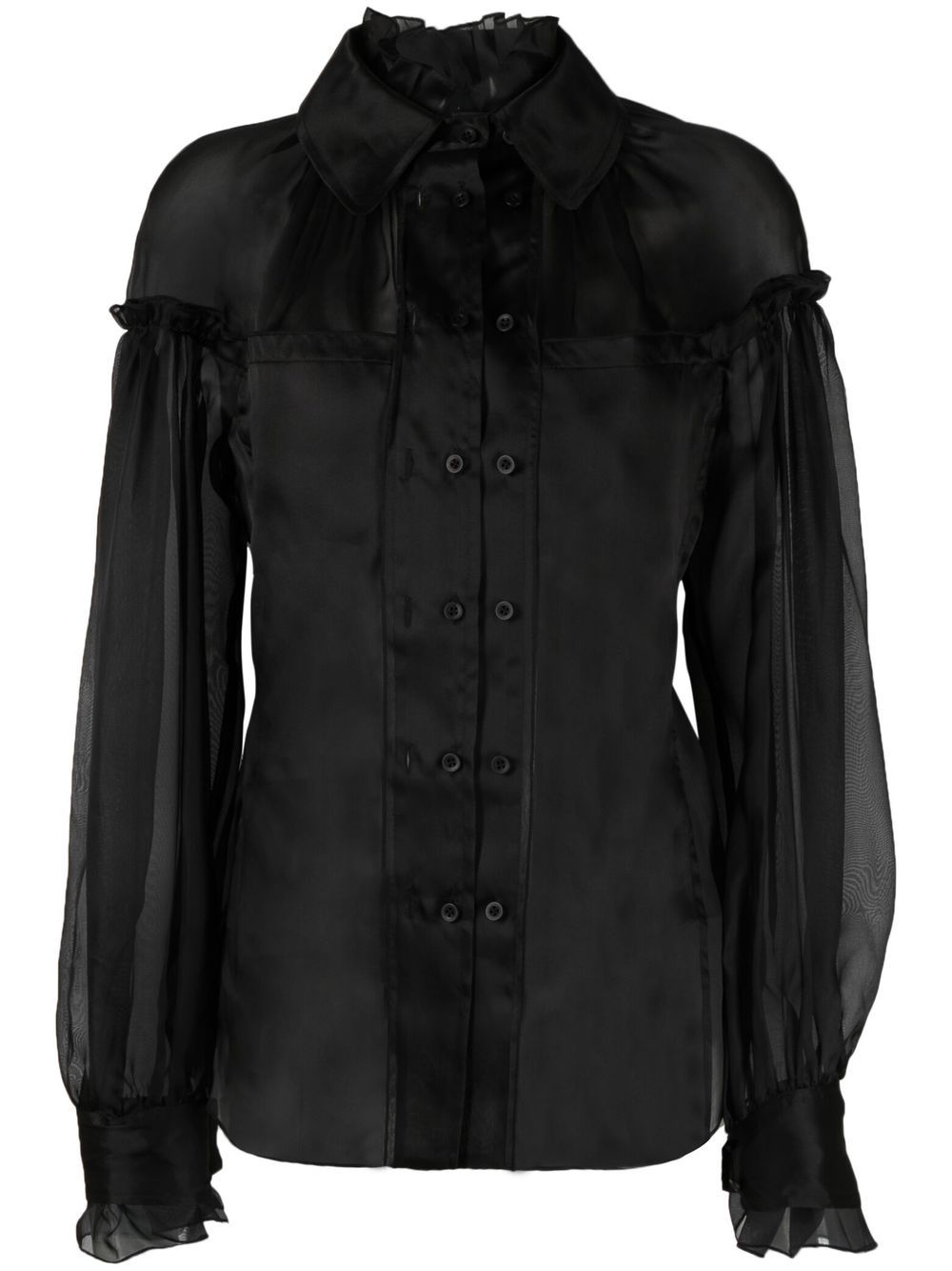 Sheer-panel detail blouse - Black