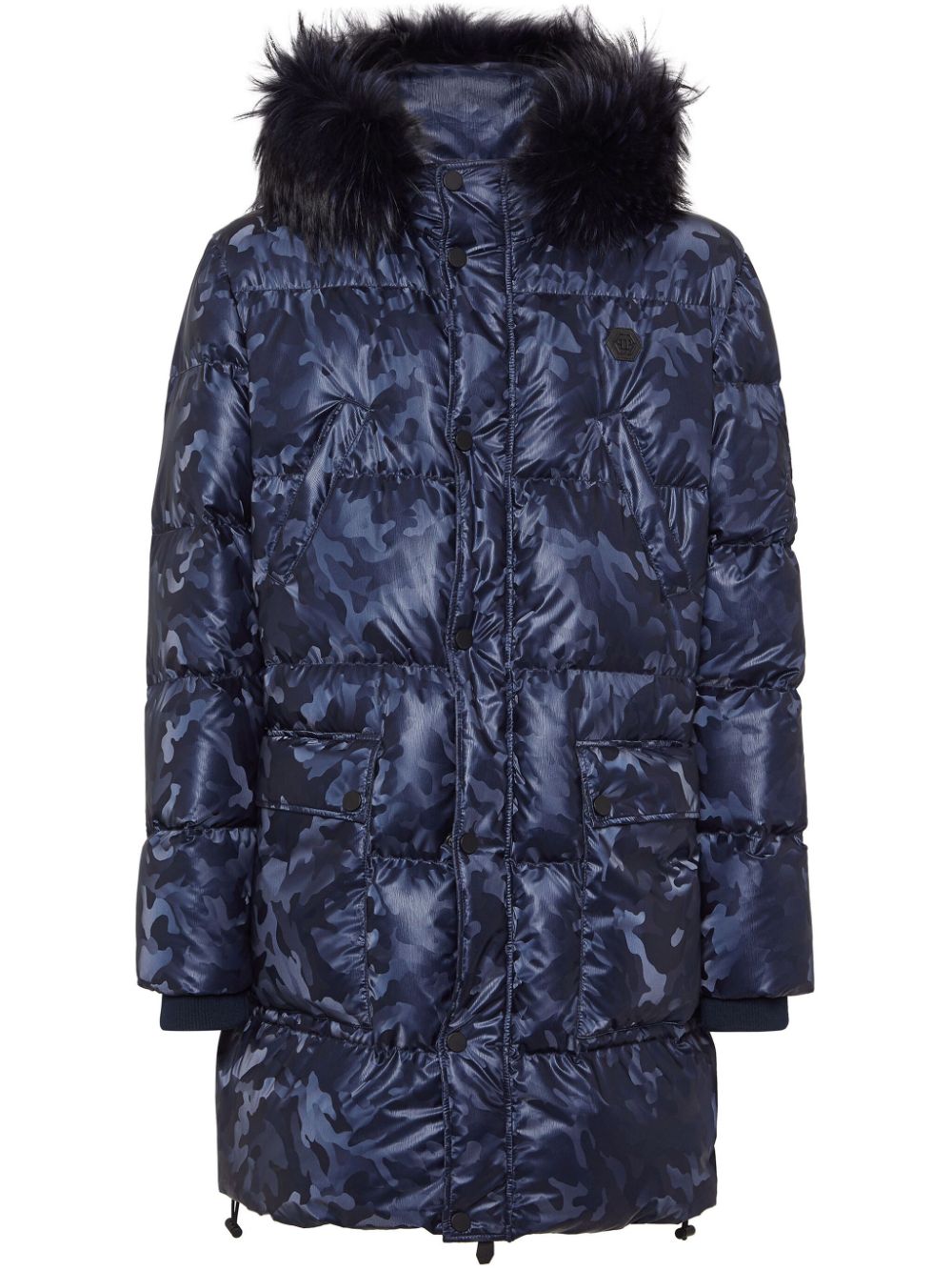 Ccamouflage-print padded parka coat - Blue
