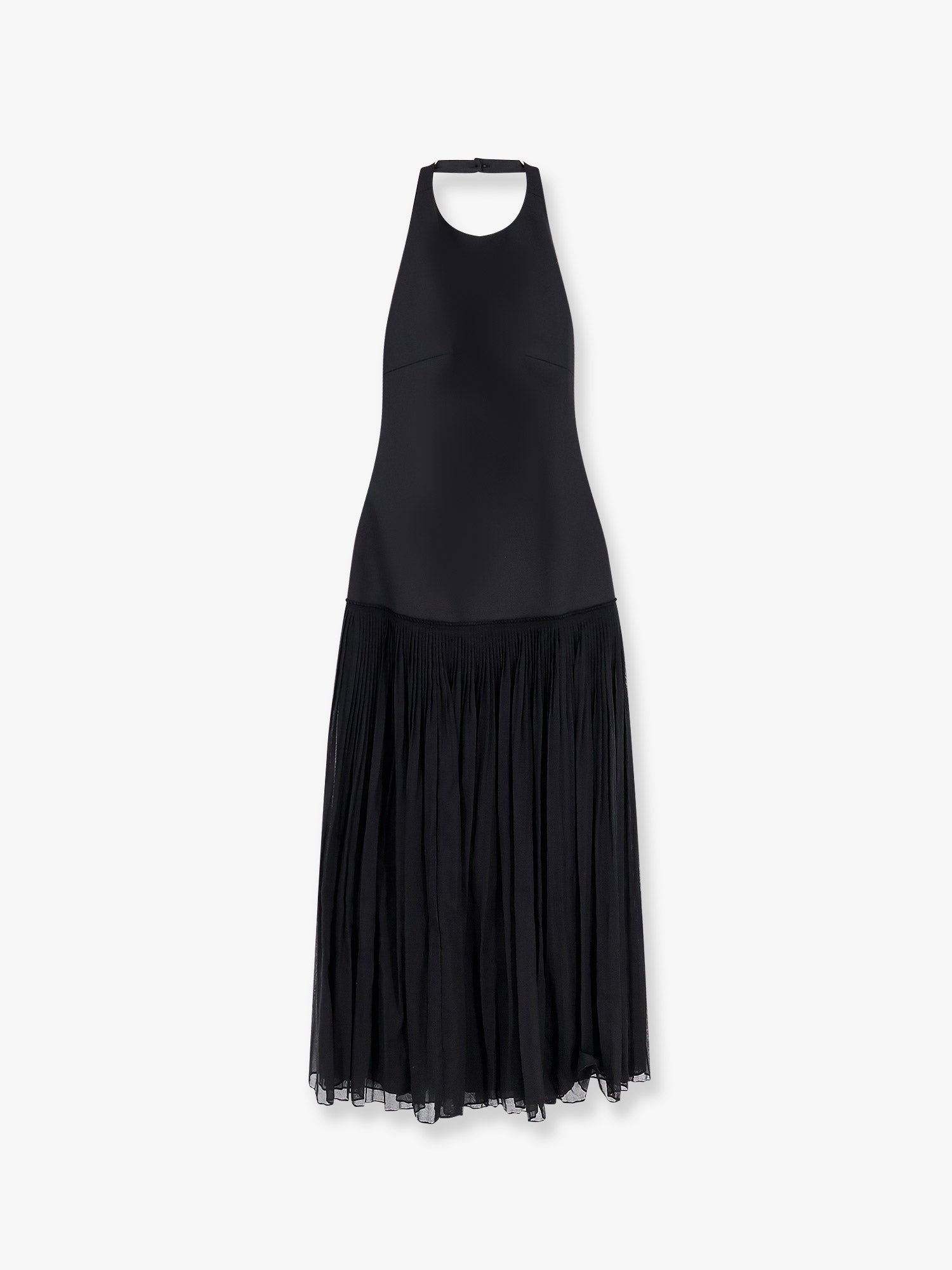Pleated Wool Dress — Black