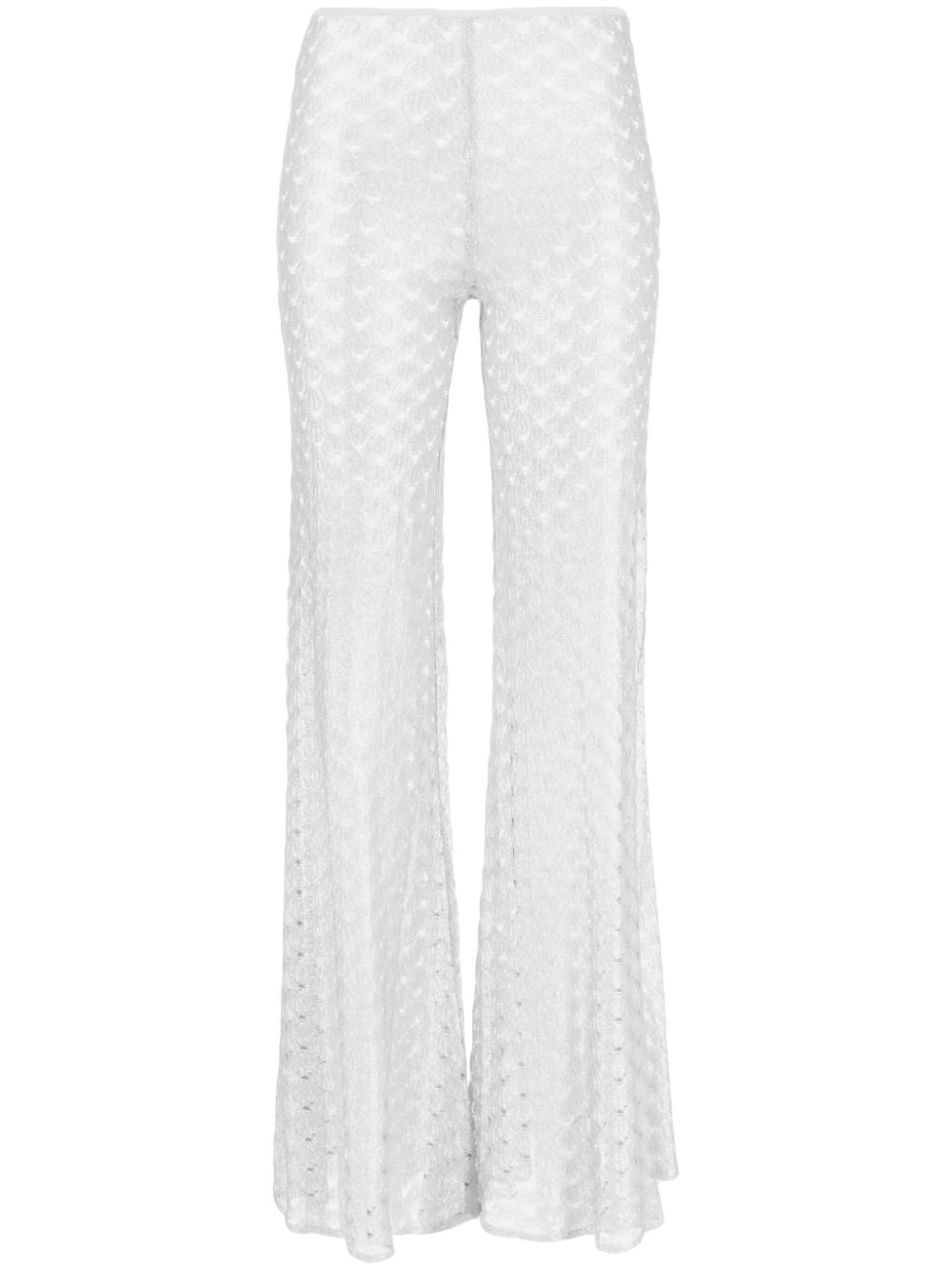 Lace-effect flared trousers - Blue