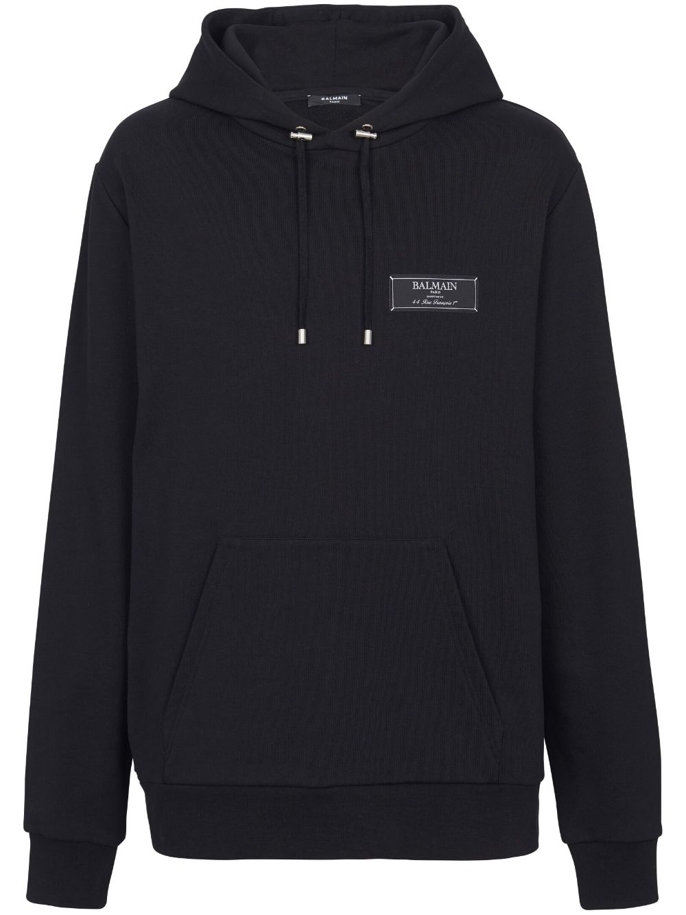 Logo-patch cotton hoodie - Black