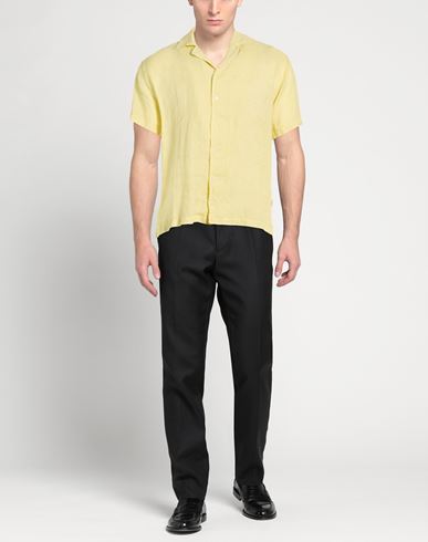Man Shirt Pastel yellow Size XL Linen