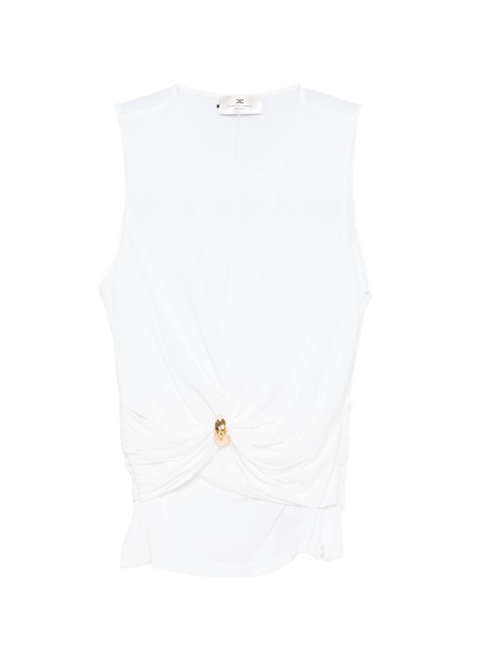 Gathered Knot-Detail Tank Top — Ivory