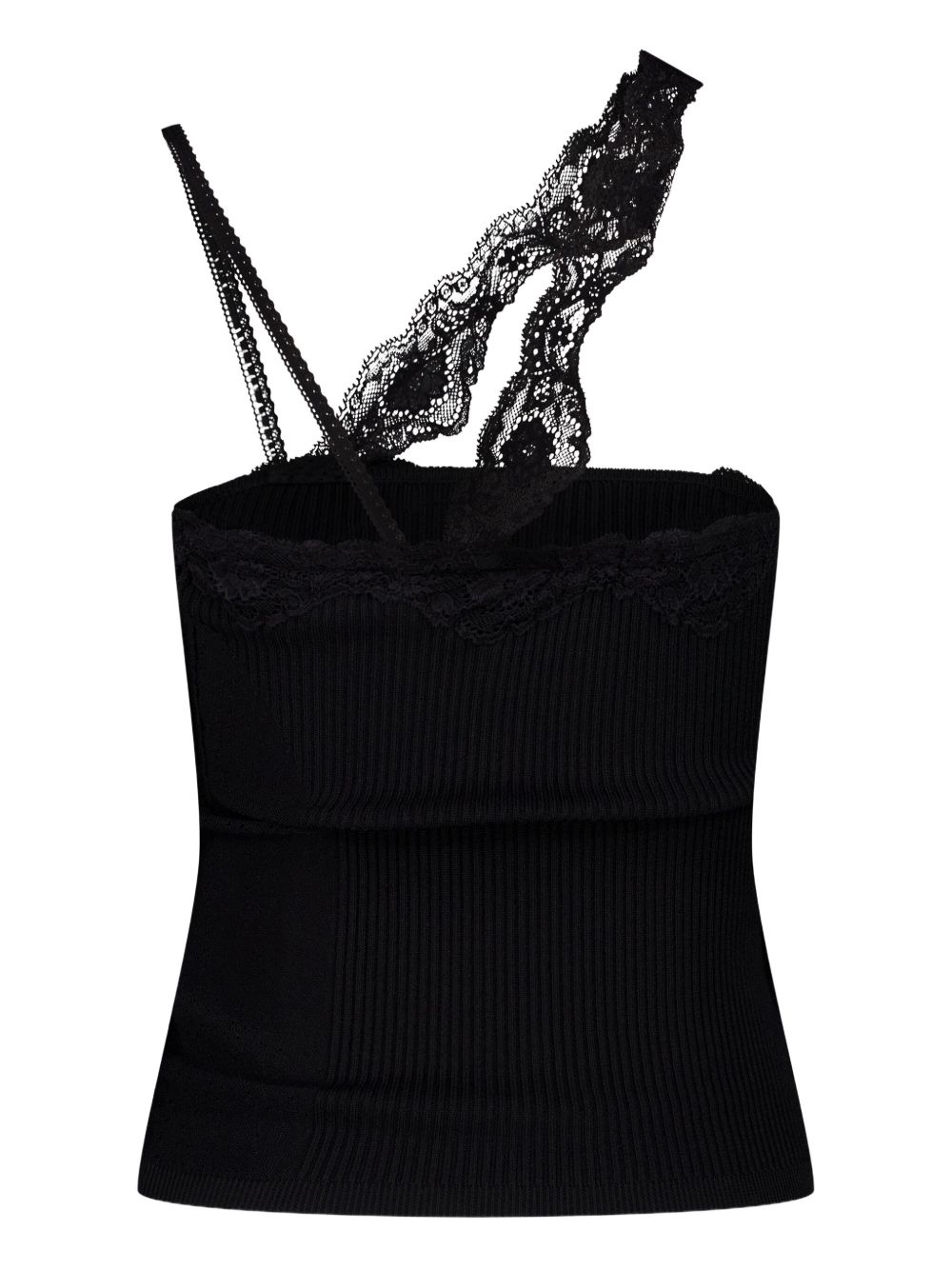 Ribbed one-shoulder top - Black