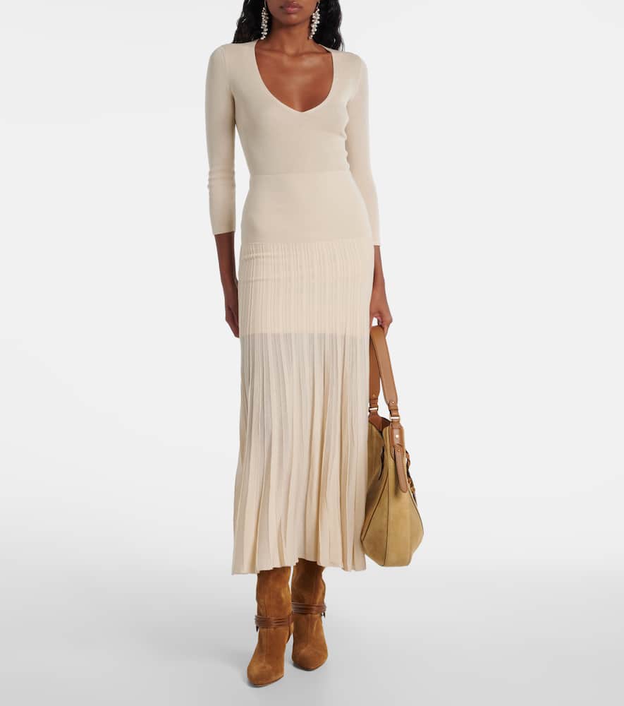 Ezra pleated semi-sheer crêpe skirt