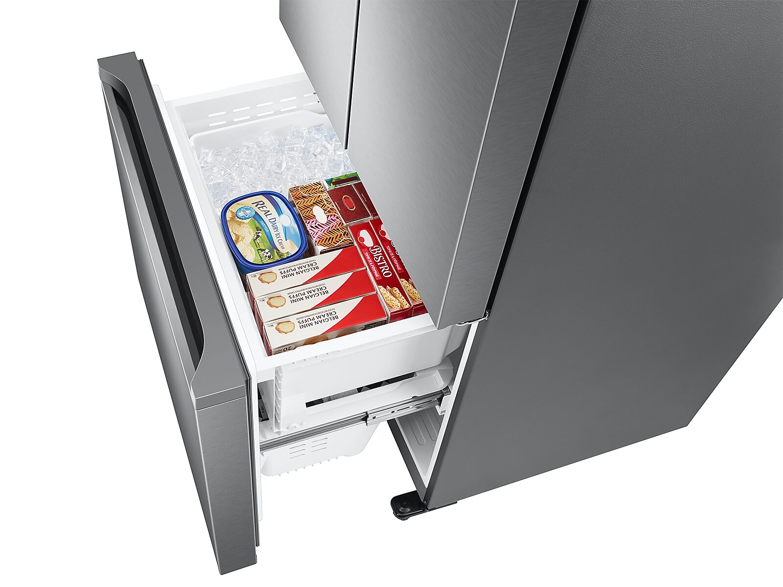 18 cu. ft. Smart Counter Depth 3-Door French Door Refrigerator in Silver(RF18A5101SR/AA)