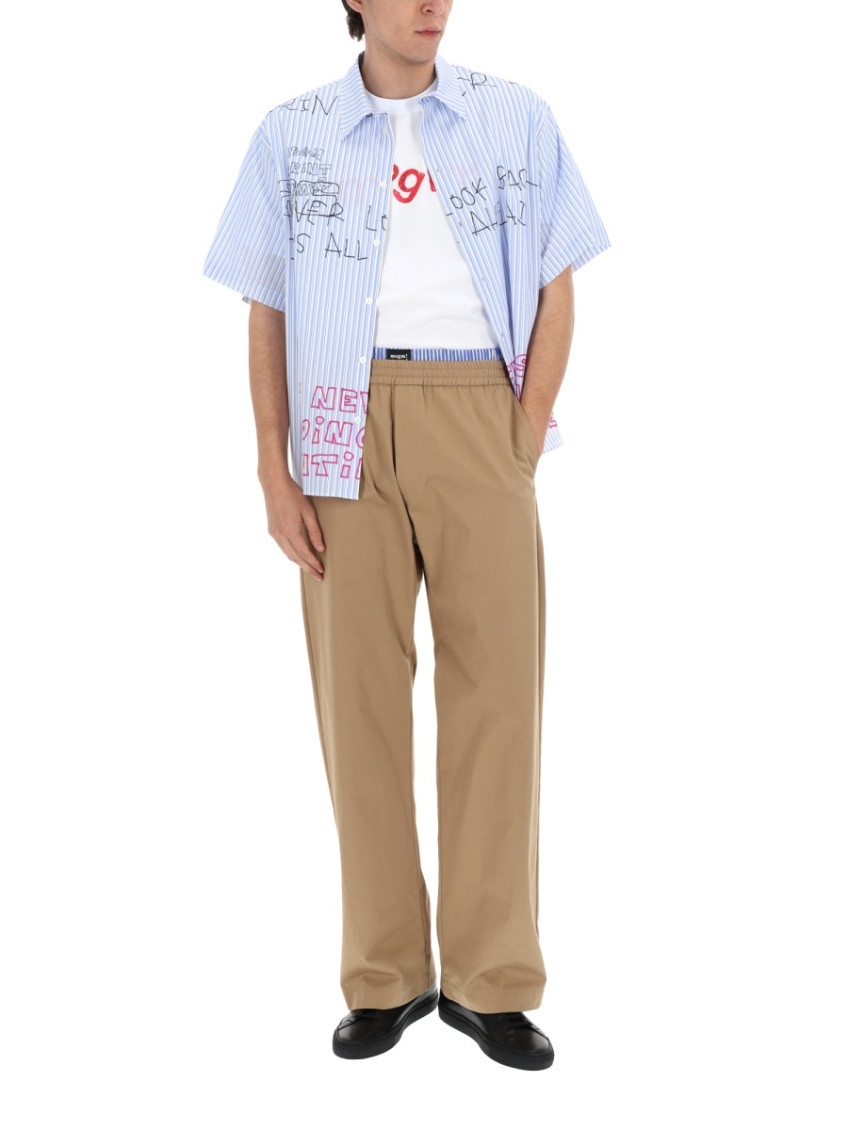 MSGM - cotton gabardine trousers double elastic waistband