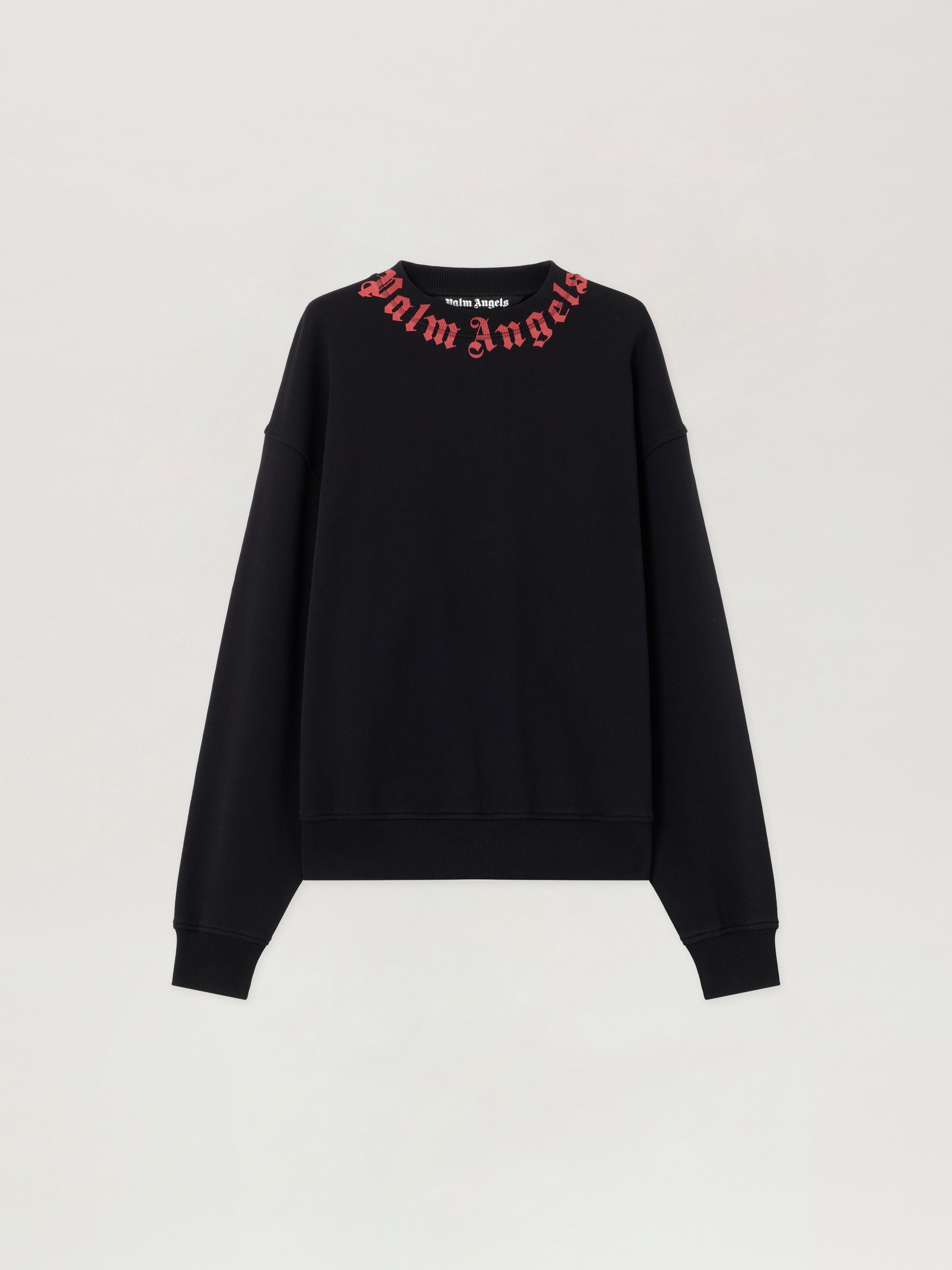 Neck Logo Sweatshirt Man  Black Red