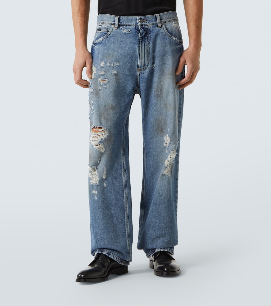 Distressed wide-leg jeans