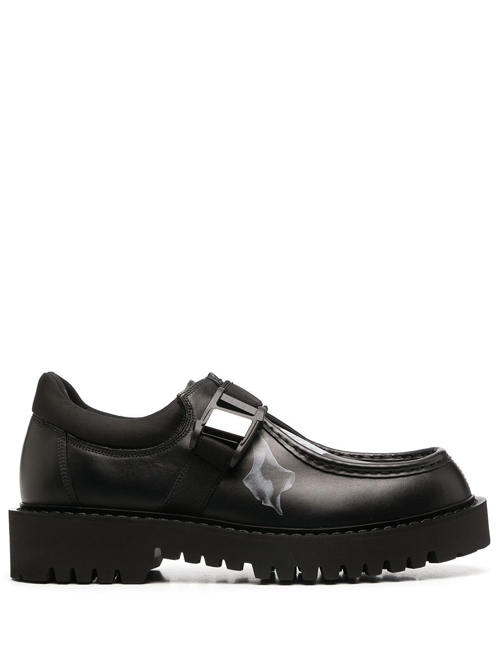 Flowersity leather buckle shoes - Black