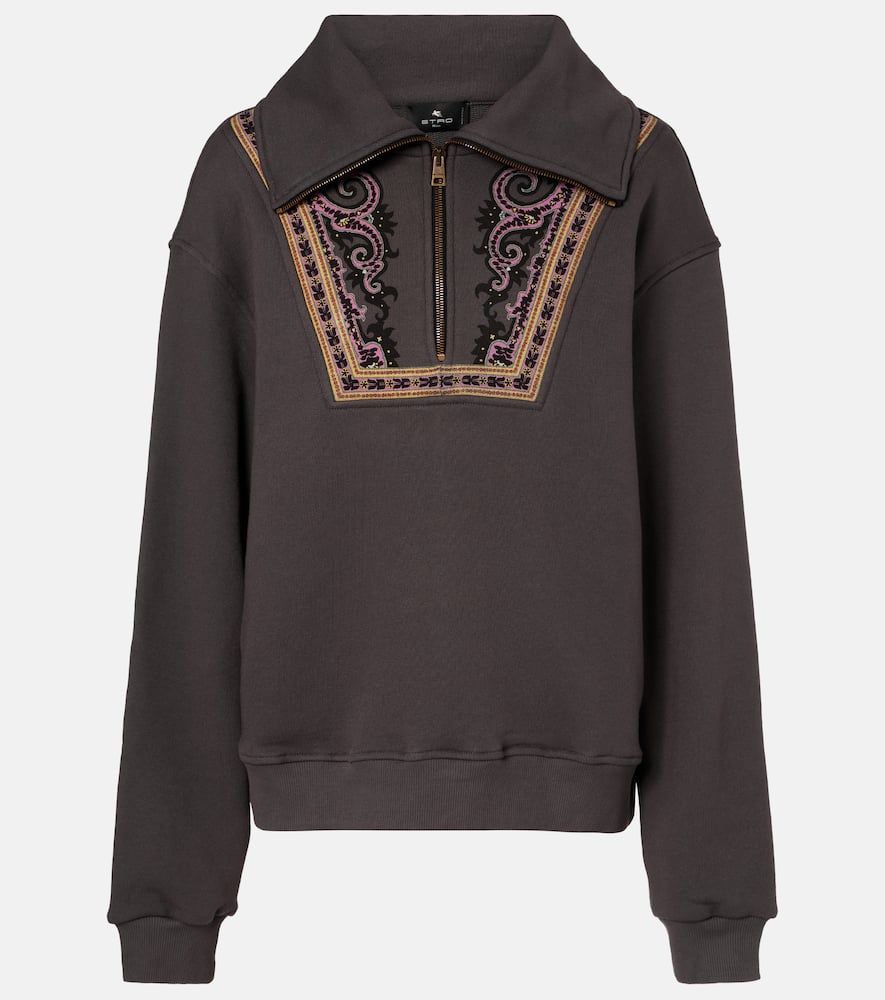 Printed cotton half-zip sweatshirt