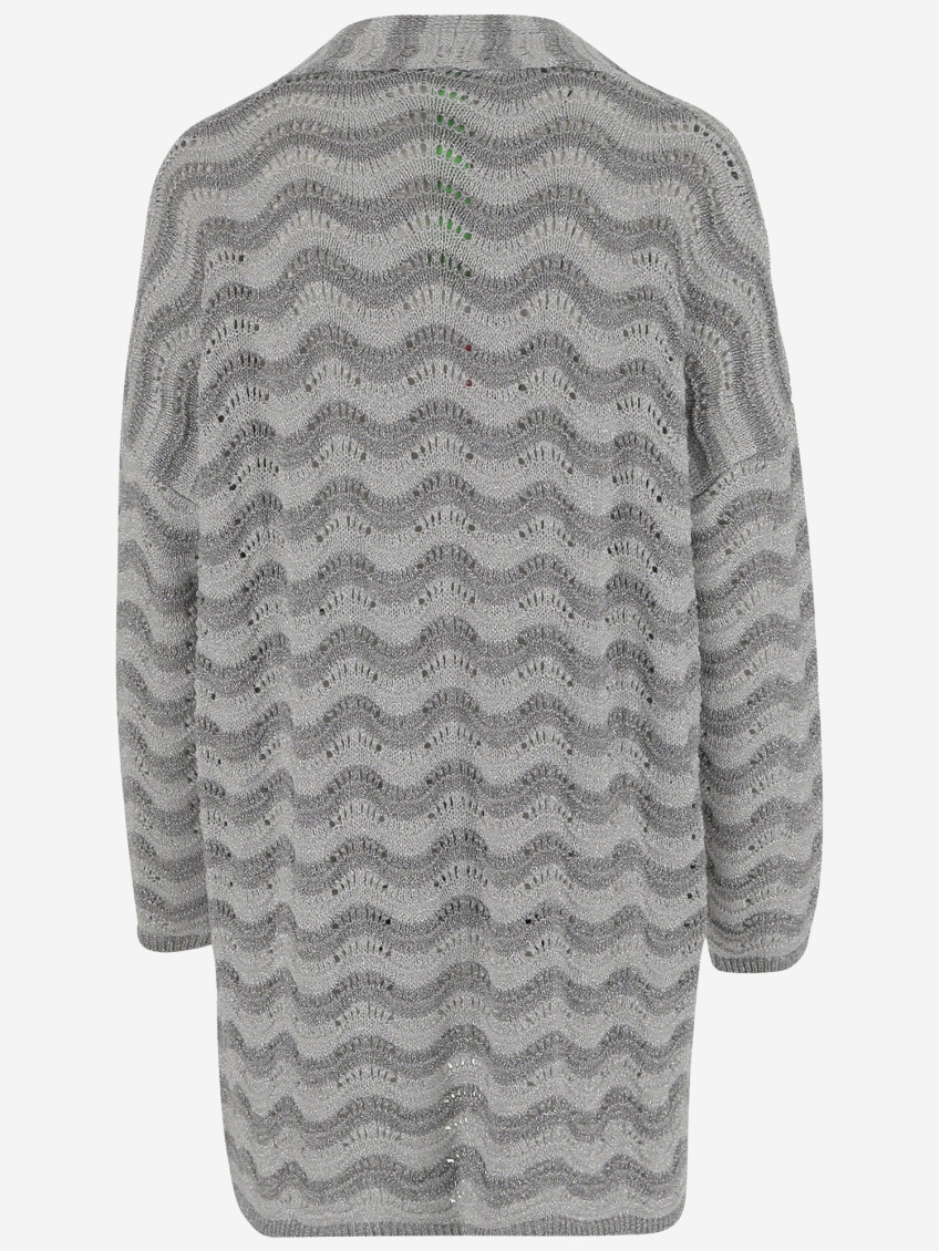 Grey Wavy-pattern Cardigan