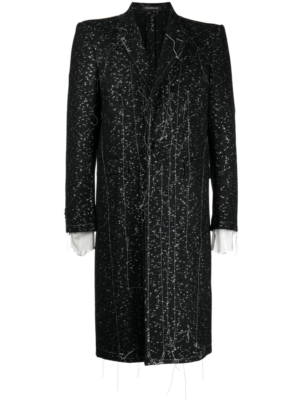 Exposed-seam single-breasted coat - Black