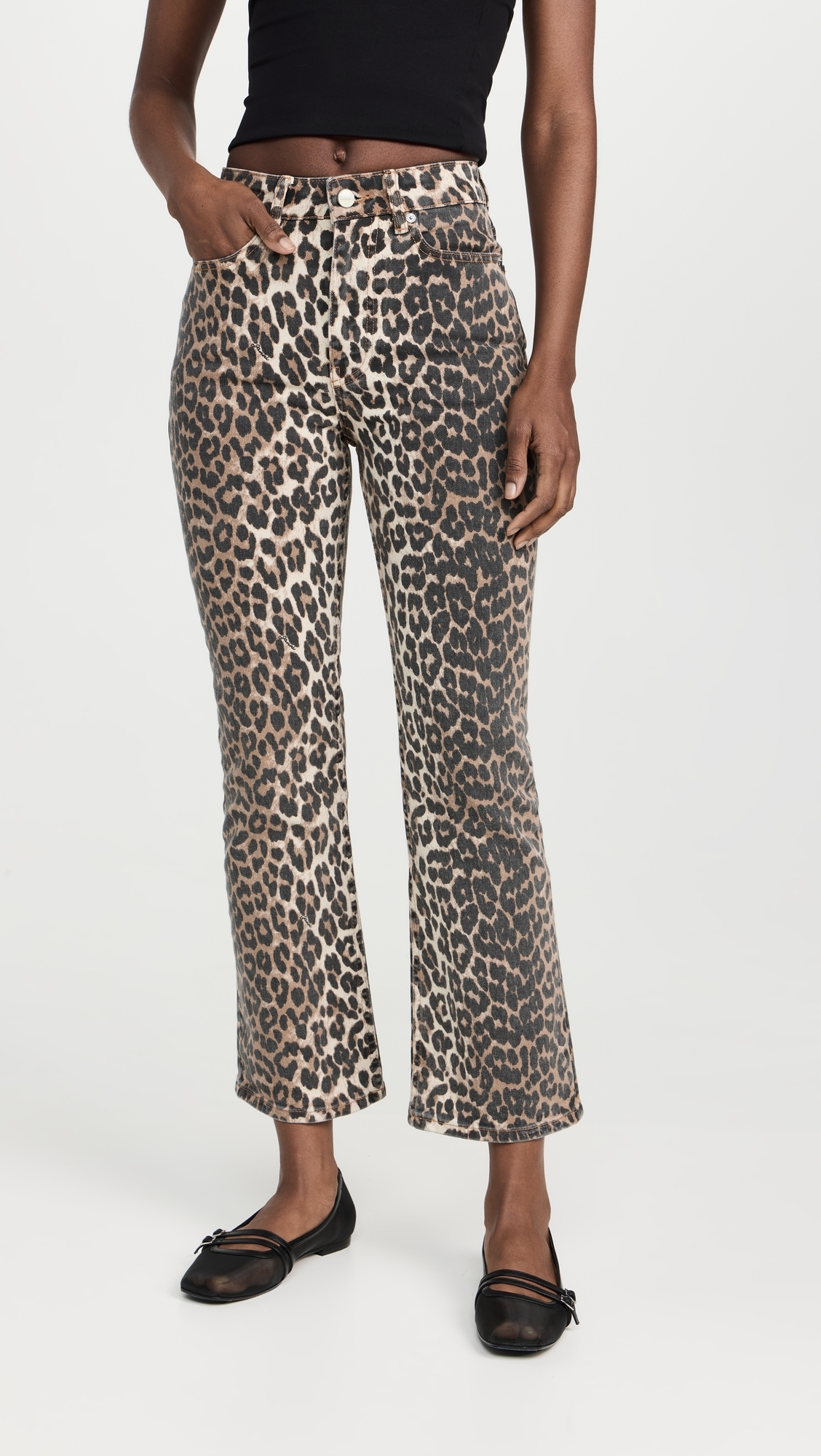 Print Denim Betzy Cropped Jeans Leopard