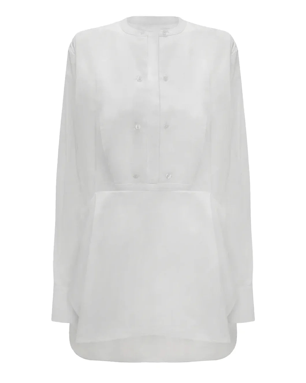 Double Bib Detail Shirt In White