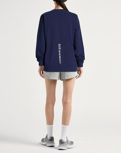 Woman Sweatshirt Navy Size S Cotton, Elastane