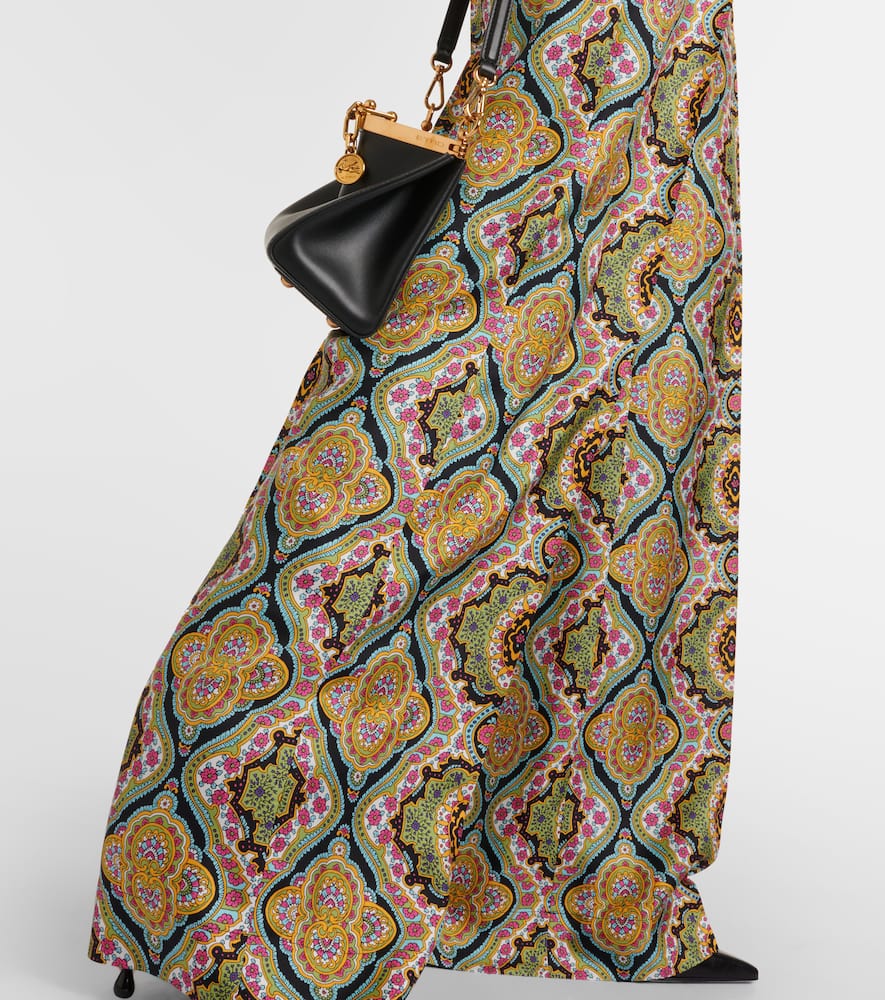 Printed silk wide-leg pants