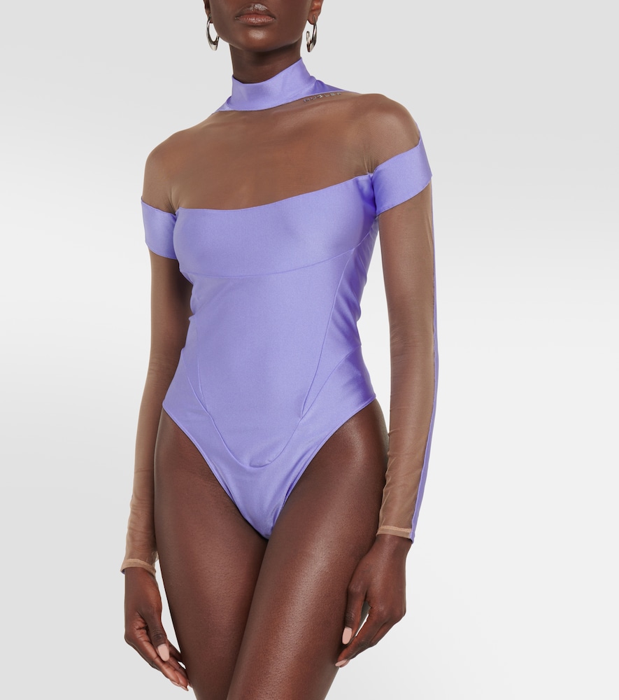 Mugler Paneled tulle bodysuit